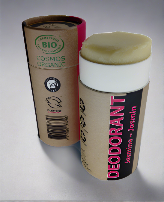 Organic Certified Natural Deodorant - Jasmine 100ml - I piece - 100% recycled paper packaging