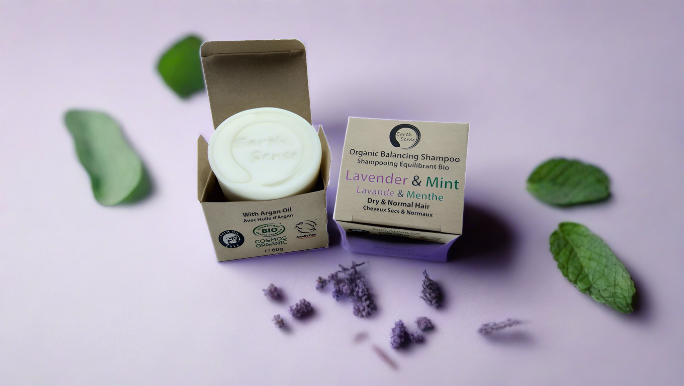 Organic Certified Balancing Solid Shampoo - Lavender & Mint - Dry & all Hair Types 60g